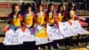 The Tibet Women's Soccer team signs autographs on jerseys, in Berlin, Germany, for the Discover Football event, June 30, 2015. (Facebook photo)
