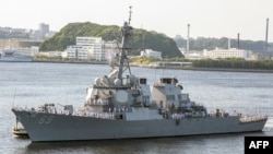 资料照：美国海军阿利伯克级导弹驱逐舰米利厄斯号 (DDG 69)抵达日本的美国舰队活动 (FLEACT) 横须贺。（2018年5月20日）