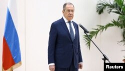 FILE - Russia's Foreign Minister Sergei Lavrov speaks at a news conference in Havana, Cuba, April 20, 2023. (Russian Foreign Ministry/Handout via Reuters) 