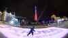 FILE - A child skates at the opening of an ice rink at the Exhibition of Achievements of the National Economy in Moscow, Russia, Nov. 24, 2023. Despite sanctions, Russia's economy outpaced both the U.S. and Europe in terms of growth in 2023.