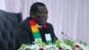 Zimbabwean President Emmerson Mnangagwa attends a joint press conference with Iran's President Ebrahim Raisi (not pictured) at the State House in Harare, Zimbabwe, July 13, 2023. (West Asia News Agency Handout via Reuters)