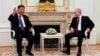 中国国家主席习近平（左）在俄罗斯莫斯科克里姆林宫与俄罗斯总统弗拉基米尔·普京会面。（资料照片，2023年3月20日）