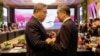 South Korea's Foreign Minister Park Jin, left, talks to China's Communist Party's foreign policy chief Wang Yi prior to the Association of Southeast Asian Nations (ASEAN) Plus Three Foreign Ministers' Meeting in Jakarta, Indonesia, July 13, 2023. 