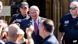 FILE - Sen. Bob Menendez leaves Manhattan federal court in New York, July, 15, 2024.