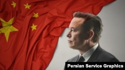 特斯拉行政總裁馬斯克與中國國旗。