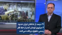 ۲۱ درصد از شاغلان ایران حدود ۲ میلیون تومان کمتر از خط فقر رسمی حقوق دریافت می‌کنند