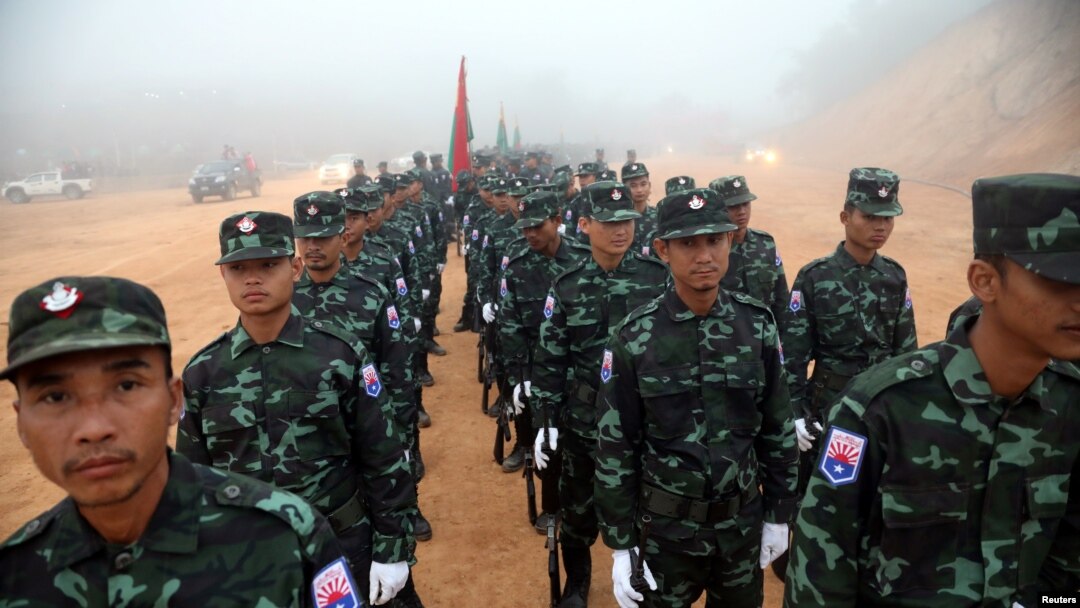 ၇၀ နှစ်မြောက် ကရင်အမျိုးသားအစည်းအရုံး (KNU) တည်ထောင်ခြင်း အခမ်းအနားအတွင်းတွေ့ရတဲ့ ကရင်အမျိုးသား ကာကွယ်ရေးတပ်ဖွဲ့ဝင်များ (ဇန်နဝါရီ ၃၁၊ ၂၀၁၉)
