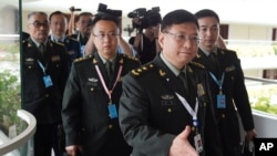 資料照：時任中國人民解放軍軍事科學院副院長的何雷將軍在新加坡出席香格里拉對話會。（2017年6月4日）
