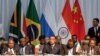 O Presidente de Moçambique, Filipe Nyusi, o Presidente da República do Congo, Denis Sassou Nguesso, e o Presidente da Guiné Equatorial, Teodoro Obiang Nguema Mbasogo, na Cimeira dos BRICS de 2023.