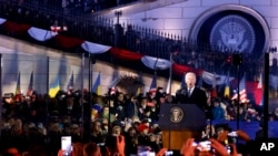President Joe Biden delivers a speech at the Royal Castle after meeting with Polish President Andrzej Duda in Warsaw, Ukraine, Feb. 21, 2023.