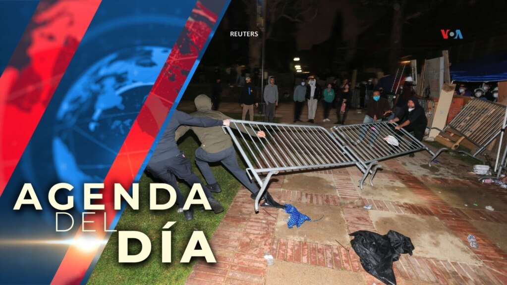 Enfrentamientos entre manifestantes y contramanifestantes en universidad de California, EEUU