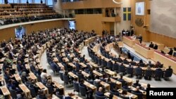 FILE - Pembukaan sidang Riksdag (parlemen Swedia) di Stockholm, Swedia, 27 September 2022. (Kantor Berita TT/Anders Wiklund via REUTERS)