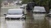 Kendaraan terendam banjir akibat badai tropis Khanun di Changwon, Korea Selatan, 10 Agustus 2023. (Foto: Yonhap via AP)