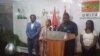 Olivio Nkilumbo, Albertina Ngolo, Liberty Chiyaka e Miahela Webba, deputados da UNITA em conferência de imprensa, Luanda, Angola 2 Agosto 2023