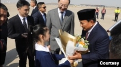 Menteri Pertahanan, yang juga presiden terpilih Indonesia, Prabowo Subianto hari Minggu (31/3) tiba di Beijing, China. (Courtesy : Tim Prabowo-Gibran)
