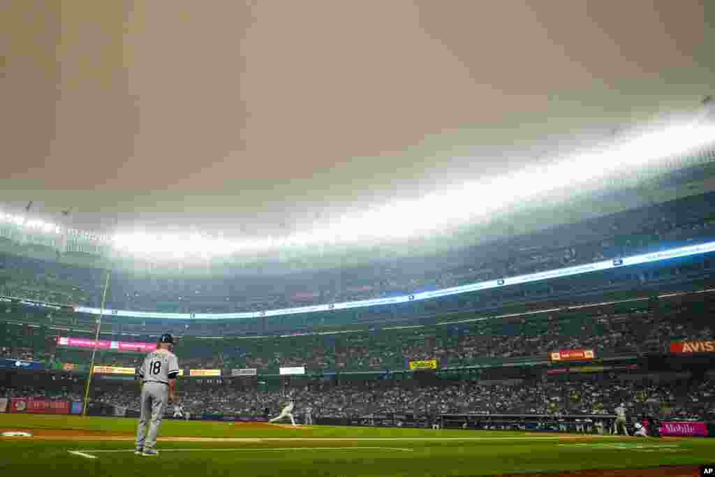 New York Yankees' Clarke Schmidt pitches to Chicago White Sox's Tim Anderson during the first inning of a baseball game, June 6, 2023, in New York.
