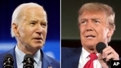 Kompilasi foto Presiden AS Joe Biden dan kandidat calon presiden AS Donald Trump. (Foto: AP) 