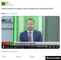Russian post in lead-up to Sweden and Finland applying for NATO membership; Photo credit: X