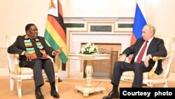Russian leader Vladmir Putin and Zimbabwean President Emmerson Mnangagwa