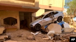 Situasi setelah banjir dahyat menyapu Kota Derna di Libya, dalam foto yang diambil pada 14 September 2023. (Foto: AP/Yousef Murad)