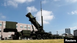 資料照：日本東京防衛省展示的愛國者(PAC-3) 飛彈系統。 （2017年10月8日）