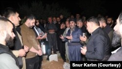 مەراسیمی بەخاکسپاردنی محەمەد حاجی سەعید کە دەگوترێت لە هێرشێکی فڕۆکەیی تورکیا کوژراوە. 