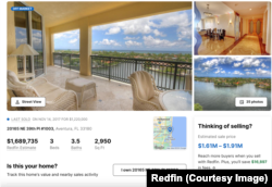 A page on the real estate website Redfin.com advertises the condominium Perevalov used to own in the Bella Vista Mid Rise North building.