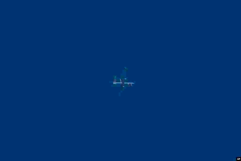 An Israeli military Air Force unmanned drone flies over Israel, April 14, 2024. Israel has hailed the success of its defenses in the face of an unprecedented attack by Iran. Officials said that Israel and its allies have intercepted 99% of more than 300 drones and missiles launched toward its territory and sustained little damage. 