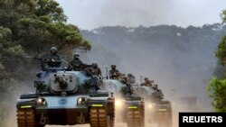 타이완군 장병들이 모처에서 훈련하고 있다. (자료사진)