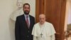 Russian Old Believers Leonid Sevastyanov meeting with Pope in the Vatican. (A web screenshot)