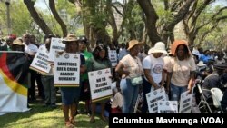 Zimbabweans protest to call for the removal of sanctions, Oct. 25, 2023, in Harare, Zimbabwe.