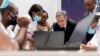 Secretary of State Antony Blinken visits an election transparency hackathon event at the Kinshasa Digital Academy in Kinshasa, Congo, Aug. 10, 2022, prior to traveling to Rwanda later in the day.
