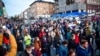 Participants attend a rally in support of jailed Kremlin critic Alexei Navalny in Vladivostok on April 21, 2021. 