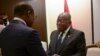 Ghana's President Nana Akufo-Addo, right, greets Benin's President Patrice Talon during bilateral meetings at the Accra Initiative regional security conference in Accra, Ghana, Nov. 22, 2022.