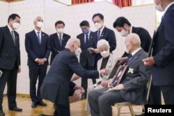 지난 2022년 5월 일본을 방문한 조 바이든 미국 대통령이 도쿄 아카사카 영빈관에서 기시다 후미오 일본 총리와 함께 북한에 납치된 일본인 피해 가족들과 만났다.