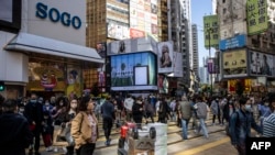 12月22日，香港的一處購物區。