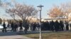 A screengrab from UGC video posted on Twitter Dec. 7, 2022, purports to show students clashing with security forces in Mashhad, Iran.
