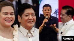 Dari kiri: Sara Duterte, Ferdinand Marcos Jr, Rodrigo Duterte, Martin Romualdez (collage dari Reuters)
