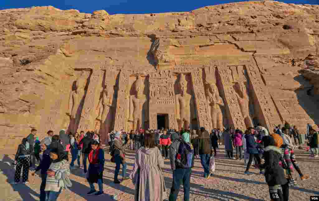 Ramses II built for his wife Nefertari a temple next to his in Abu Simbel and had carved a hieroglyphic text on it. (Hamada Elrasam/VOA)