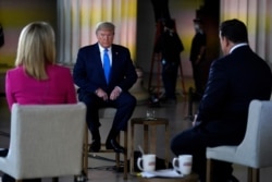 President Donald Trump speaks during a Fox News virtual town hall from the Lincoln Memorial, May 3, 2020, in Washington, co-moderated by FOX News anchors Bret Baier and Martha MacCallum.