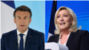 From left, French President Emmanuel Macron and far-right leader Marine Le Pen .