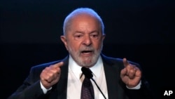 FILE - Brazil's President Luiz Inacio Lula da Silva speaks during the swearing-in ceremony of Tarciana Medeiros, in Brasilia, Brazil, Jan. 16, 2023.