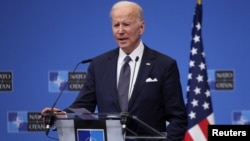Presidente americano Joe Biden na conferência de imprensa em Bruxelas, Bélgica, 24 Março 2022