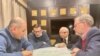 PM Slovenia Janez Jansa (kiri), PM Ceko Mateusz Morawiecki (kedua dari kiri) dan PM Polandia Petr Fiala (kanan) saat berada di Kyiv, Ukraina Selasa (15/3). 