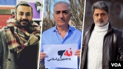 از راست داریوش اقبالی خواننده، شاهزاده رضا پهلوی و شاهین نجفی خواننده