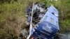 A view of the wreckage of a bus that plunged into Nithi bridge on Sunday, in Tharaka Nithi county Meru, Kenya, July 25, 2022. 