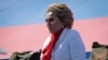 FILE - Valentina Matvienko, chairwoman of the Russian Federation Council, arrives to watch a military parade, which marks the 75th anniversary of the Soviet victory over Nazi Germany in World War II, at Red Square in Moscow, June 24, 2020. 