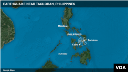 Peta pusat gempa di Filipina.
