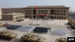 資料照片：中國軍人參加吉布提中國軍事基地開通儀式。 (2017年8月1日）
