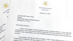 Deo pisma predsednika Bajdena upućenog Nensi Pelosi, predsedavajućoj Predstavničkog doma i drugim zvaničnicima, 19. novembra 2021.